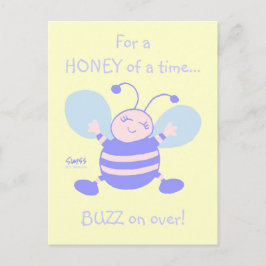 Cute Whimsical Baby Bee 1:a födelsedagen Party Inbjudan Vykort