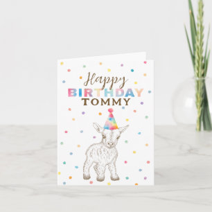 Cute Whimsical Baby Goat Grattis på födelsedagen C Kort