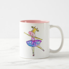 Cute Whimsical Ballerina Cow Två-Tonad Mugg