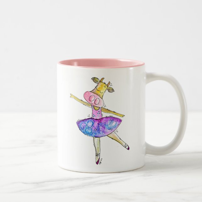 Cute Whimsical Ballerina Cow Två-Tonad Mugg (Höger)
