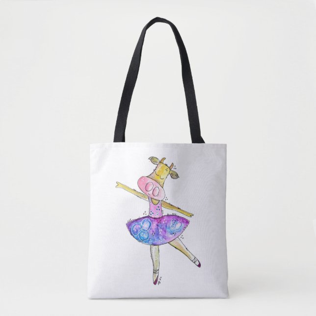 Cute Whimsical Ballerina Cow Tygkasse (Framsida)