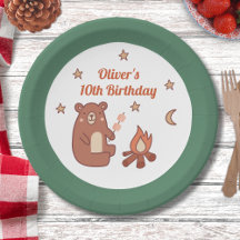 Cute Whimsical Bear Camping Birthday