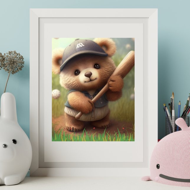 Cute Whimsical Bear spelar baskiska Personlig Poster (Skapare uppladdad)
