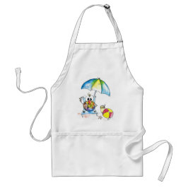 Cute Whimsical Bird on Beach Förkläde