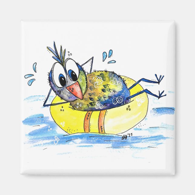 Cute Whimsical Bird on Flyt Magnet (Framsidan)
