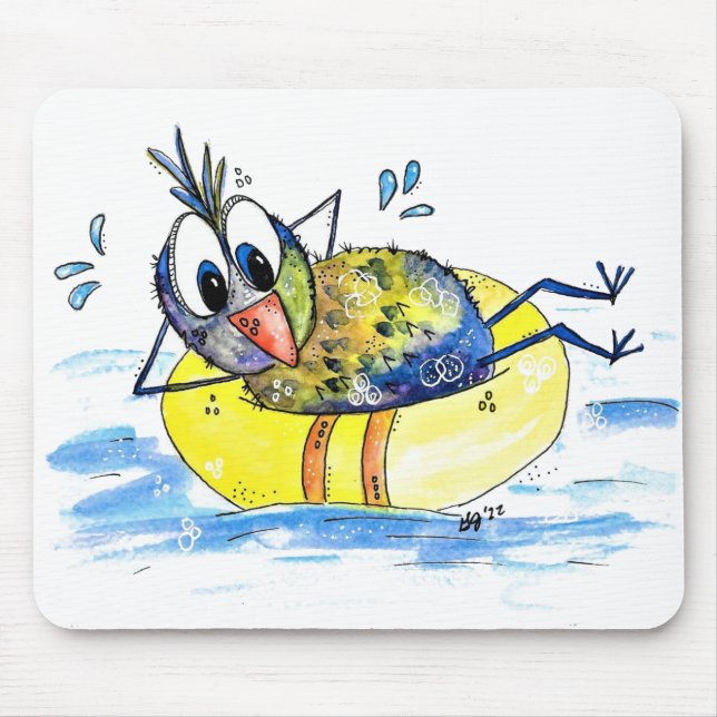Cute Whimsical Bird on Flyt Musmatta (Framsidan)