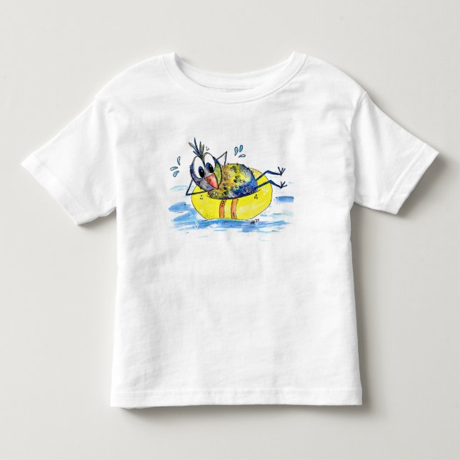 Cute Whimsical Bird on Flyt T Shirt (Framsida)