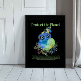 Cute Whimsical Bird, skydda planeten, jorddagen Poster