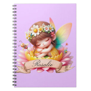 Cute Whimsical Blommigt Sweet Dreams Sleeping Fair Anteckningsbok