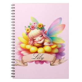 Cute Whimsical Blommigt Sweet Dreams Sleeping Fair Anteckningsbok