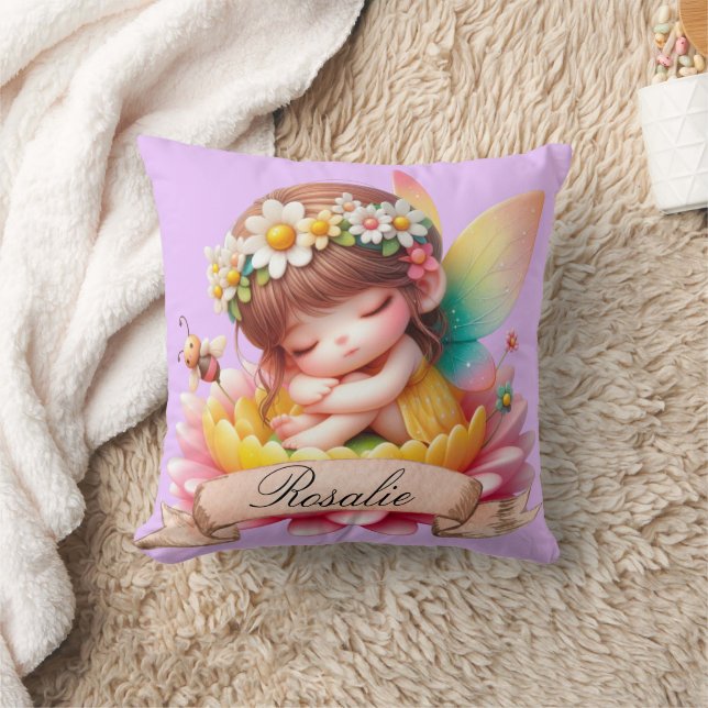 Cute Whimsical Blommigt Sweet Dreams Sleeping Fair Kudde (Filt)