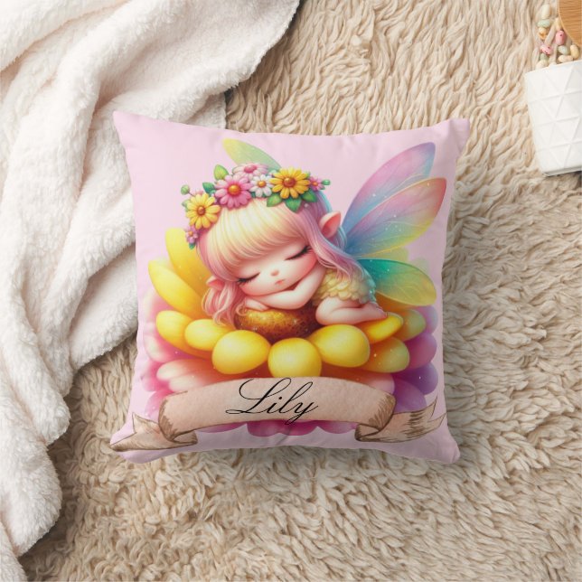Cute Whimsical Blommigt Sweet Dreams Sleeping Fair Kudde (Filt)