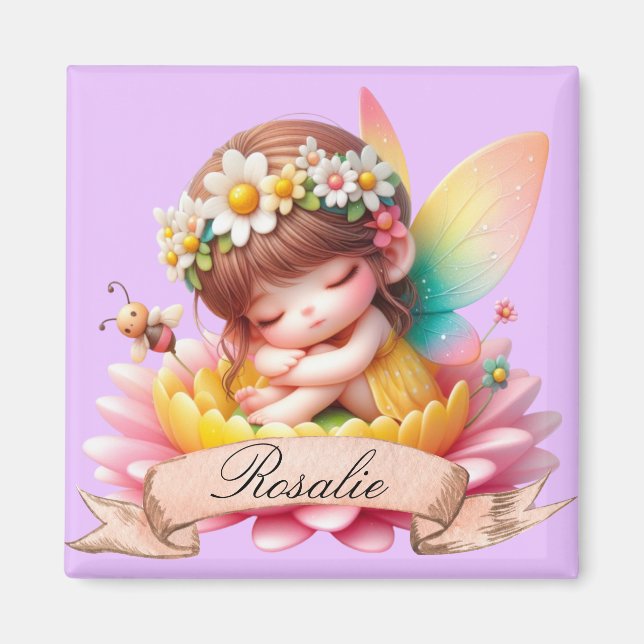 Cute Whimsical Blommigt Sweet Dreams Sleeping Fair Magnet (Framsidan)