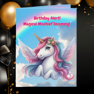 Cute Whimsical Blommigt Unicorn Girly Barns födels Kort