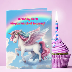 Cute Whimsical Blommigt Unicorn Girly Barns födels Kort