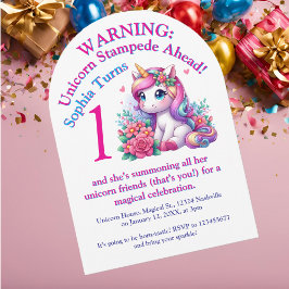 Cute Whimsical Blommigt Unicorn Photo Barns födels Inbjudningar