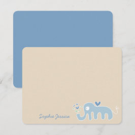 Cute Whimsical Blue Elephant Kärlek Boy Shower Tack Kort