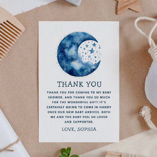 Cute whimsical Blue måne celestial babydusch Tack Kort