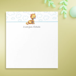 Cute Whimsical Blue Orange Cat Anteckningsblock