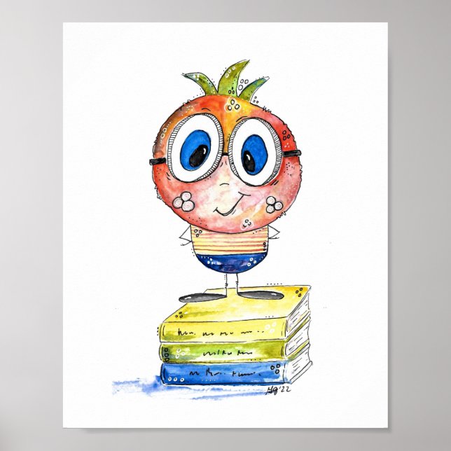 Cute whimsical Bok Nerd Poster (Framsidan)