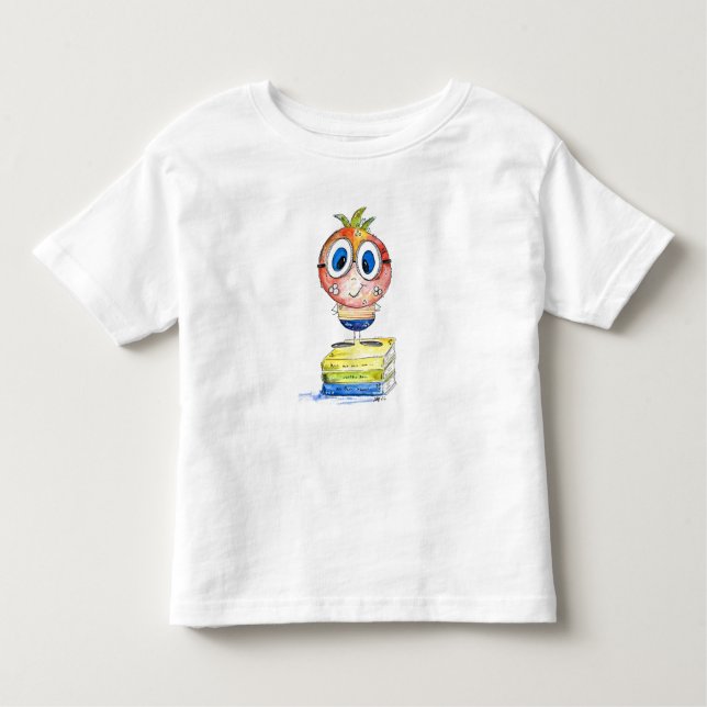 Cute whimsical Bok Nerd T Shirt (Framsida)