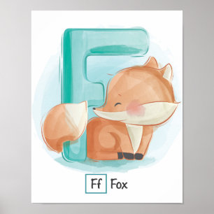 Cute Whimsical Brev F Fox Poster