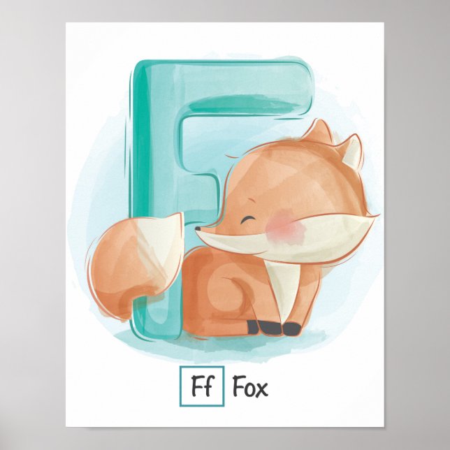 Cute Whimsical Brev F Fox Poster (Framsidan)