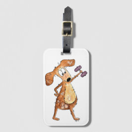 Cute Whimsical Brown-Hund lyftvikt Bagagebricka