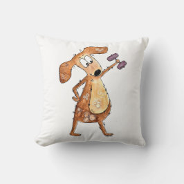 Cute Whimsical Brown-Hund lyftvikt Kudde