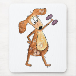 Cute Whimsical Brown-Hund lyftvikt Musmatta