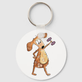 Cute Whimsical Brown-Hund lyftvikt Nyckelring