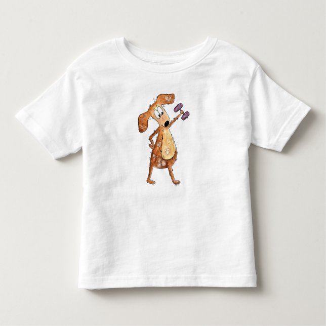 Cute Whimsical Brown-Hund lyftvikt T Shirt (Framsida)