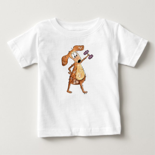 Cute Whimsical Brown-Hund lyftvikt T Shirt (Framsida)