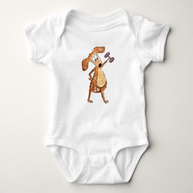 Cute Whimsical Brown-Hund lyftvikt T Shirt (Framsida)