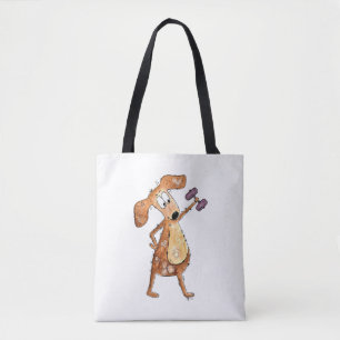Cute Whimsical Brown-Hund lyftvikt Tygkasse