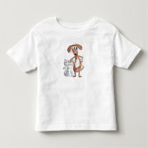 Cute Whimsical Brown Hund och Grått Cat