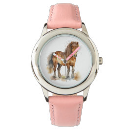 Cute Whimsical Brown Pony Horse Kids Armbandsur