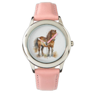 Cute Whimsical Brown Pony Horse Kids Armbandsur