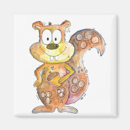 Cute Whimsical Brown Squirrel Magnet
