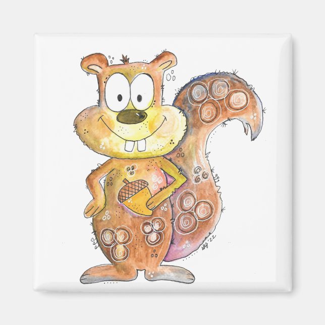 Cute Whimsical Brown Squirrel Magnet (Framsidan)