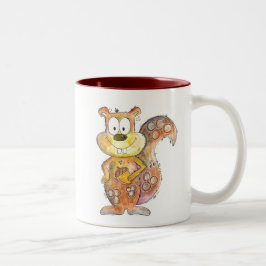 Cute Whimsical Brown Squirrel Två-Tonad Mugg
