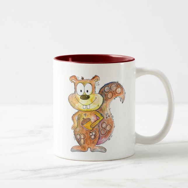 Cute Whimsical Brown Squirrel Två-Tonad Mugg (Höger)