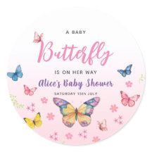 Cute Whimsical Butterfly Girls Rosa Baby Shower