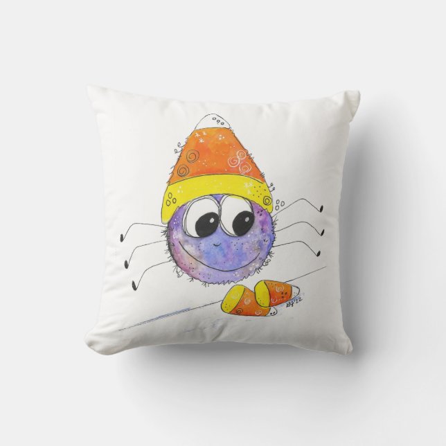Cute Whimsical Candy corn Spider Kudde (Framsida)