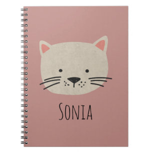 Cute Whimsical Cat Ansikte Anteckningsbok