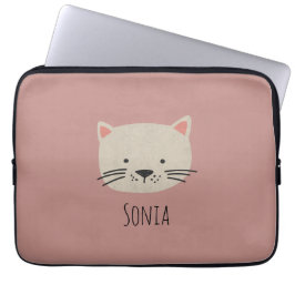 Cute Whimsical Cat Ansikte Laptop Fodral