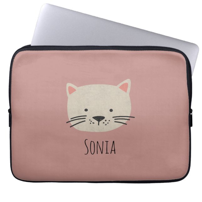 Cute Whimsical Cat Ansikte Laptop Fodral (Framsidan)
