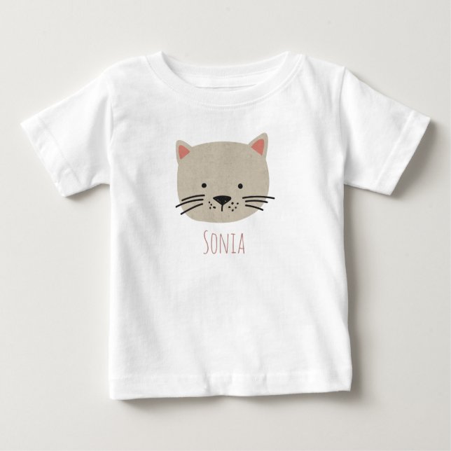 Cute Whimsical Cat Ansikte T Shirt (Framsida)