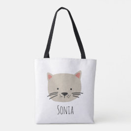 Cute Whimsical Cat Ansikte Tygkasse