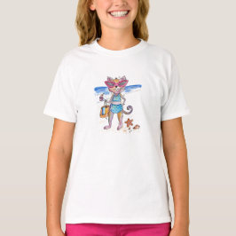 Cute Whimsical Cat på Beach T Shirt